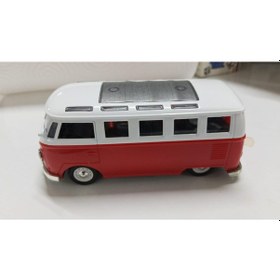 Resim Oyuncak Metal Model 1 / 36 Çek Bırak Kırmızı 1963 Volswagen T1 Bus Minibüs 