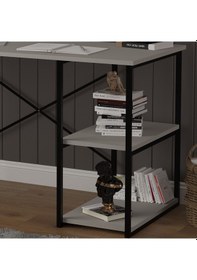 Resim Raflı Metal Çalışma Masası-metalçm01-kül Gri Kül Gri 