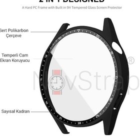 Resim Novstrap Huawei Watch Gt3 46mm İle Uyumlu Ekran Koruyucu Temperli Cam Ve Kasa Koruyucu Sert Pc 