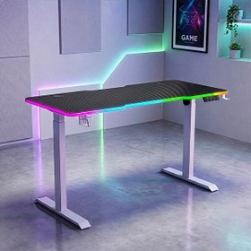 Resim Karr Gaming G-Flex G1B4 Elektrikli Yükseklik Ayarlı RGB Aydınlatmalı Oyuncu Masası 140x60 CM - Siyah 