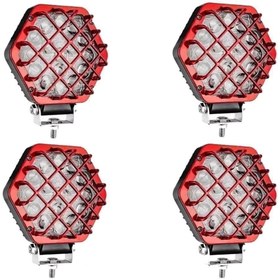 Resim Unichrome 4 Adet 48w Altıgen Kafesli Kırımızı Kasa 16 Led Off Road Tekne Çalışma Lambası 