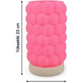 Resim Dalgalı Kabartmalı Silindir Lamba Pembe - 3d Baskı Fütüristik Gece Lambası Pembe 