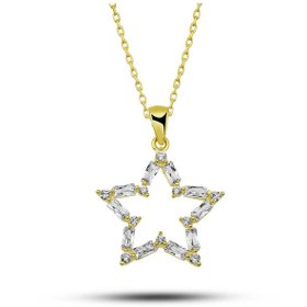 Resim Gumush ​Gümüş Gold Baget Taşlı Yıldız Kadın Kolye 