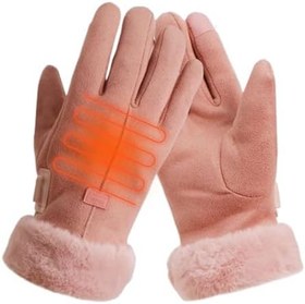 Resim Isıtmalı Kayak Eldivenleri,Kaymaz Dokunmatik Ekran Uyumlu Parmaksız,Su Geçirmez USB Şarjlı Elektrikli Kadın Kayak Eldivenleri | Açık Hava Kampçılığı Yürüyüşü Motosiklet Bisiklet Sürüşü İçin 