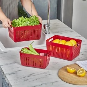 Resim Karokstore 3'lü 4 Lt Lavin Süzgeç Bordo 