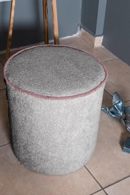 Resim Gazzini Furniture Venice Gri Teddy Puf- Yuvarlak Makyaj Masası Pufu 