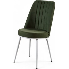 Resim Gold Sandalye - Soho Yeşil - Metal Beyaz Ayak 