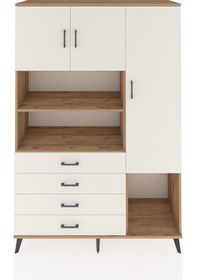 Resim Hyperion Dolap 8 Raflı 4 Çekmeceli 3 Kapaklı 132x44x195 Çam-a... Çam 
