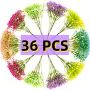 Resim 1080 Çiçek, 36 Saplı Renkli Yapay Gypsophila Çiçekler, Ev Dekorasyonu, Oturma Odası, Yemek Odası, Ofis, Avlu, Nişan, Düğün Kemer Süslemesi, Dış Mekan Bahçe Dekorasyonu İçin Uygun, Mükemmel Düğün Merkez Parçası, İç/Dış Mekan Kullanımı - İlkbahar ve Yaz Mevsimi Sahte Çiçekler 