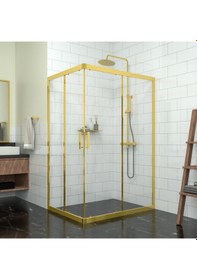 Resim Tekno Duş Gold Rigel 6mm Şeffaf Cam Dikdörtgen Duşakabin Şeffaf 