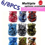 Resim 6/8 adet Unisex Dikişsiz Çok Fonksiyonlu Sihirli Başlık, Açık Hava Bisiklet Yüz Maskesi, Polyester 100%, Orta Esneklik, Dokuma, Çizgili Desen, Nefes Alabilir, Soğuk Rüzgar Tozu, Rastgele Kombinasyon, Tekrarlanmayan Tasarım, Erkekler ve Kadınlar için 