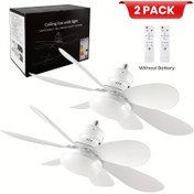 Resim 2 Paket Tavan Fanı Işığı, 20.5 İnç/52cm Işıklı ve Uzaktan Kumandalı, E26/E27 Taban, Kolay Kurulum 6 Bıçaklı Gece Lambası, 3 Hızlı Rüzgar Ayarı, 3 Renkli 3000K Ayarlanabilir Akıllı LED Lamba, Yatak Odası, Mutfak, Oturma Odası, Dolap, Garaj İçin Uygun 