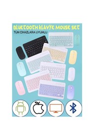 Resim VOOKA Bluetooth Kablosuz Klavye Ve Mouse Seti Kablosuz Klavye Renkli 150h Şarjlı 