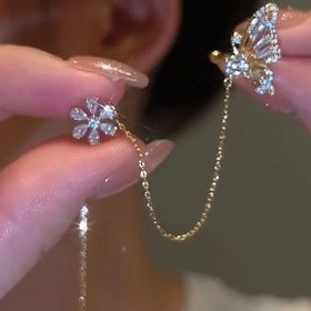 Resim Moda Taşlı Takılar, Kelebek ve Çiçek Kulak Manşetleri, Entegre Küpepler. 
