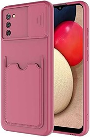 Resim Aksesuarcim Samsung Galaxy A02S ile Uyumlu Silikon Kılıf Mat Renkli Kart Bölmeli Cüzdanlı Kamera Lens Korumalı Kapak Kartix Koyu Mor 