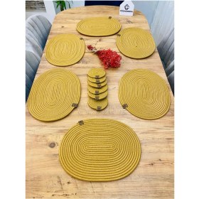 Resim Jütex Home Jüt Hasır Amerikan Servis Oval Supla ve Bardaklık 12 Li 