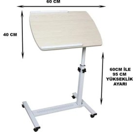 Resim Hype Store Hodbehod Koltuk Kenarı Yükseklik ve Eğim Ayarlı Tekerlekli Laptop Sehpası Bilgisayar Masası 