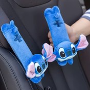 Resim 1 adet Stitch Araba Koltuğu Kılıfı - Peluş, Mavi, Anime Karikatür Tasarımı ile Pembe Kulaklar ve Sevimli Yüz, Cadılar Bayramı, Noel, Doğum Günü Hediyeleri için Mükemmel, Polyester Lif Dolgu, Şenlikli Araba Aksesuarı | Canlı Tasarım | Dayanıklı Polyester 