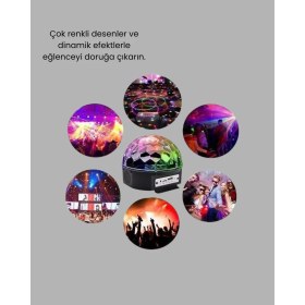 Resim Bluetooth Kontrollü Masaüstü Disko Topu Işığı - Renkli LED Işık Gösteris - EM002Z-7U0VC 