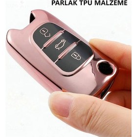 Resim Hyundai İ20 İx20 İ30 İx35 Elantra Parlak Tpu Anahtar Kılıfı Gümüş 