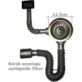Resim Donau Çöpmak Damlalıktan Taşmalı Körüklü Evye Sifonu Gri-Beyaz 