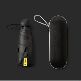 Resim Elmpaly Siyah Lüks Kompakt Güneş Şemsiyesi Upf 50+ Ve Hafif Alüminyum 