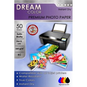 Resim Dream Color Canon Yazıcılar Için Premium Satin Mat Fotoğraf Kağıdı 260 gr 10X15 50 Yaprak 