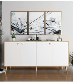 Resim Floradesign Sarissa Konsol / Konsol / Çok Amaçlı Dolap 160 Cm Beyaz+meşe 