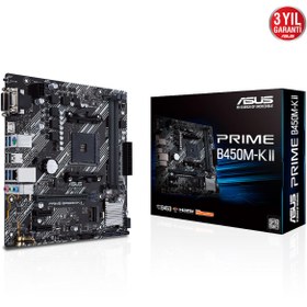 Resim PRIME B450M-K II AM4 DDR4 4400MHz AUDIO+GLAN VGA\u002FDVI\u002FHDMI M2 mATX 