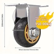 Resim Dashanshop 2 Adet Endüstriyel 3 Inç Sessiz Sert Kauçuk Rulmanlı Tekerelek Seti 