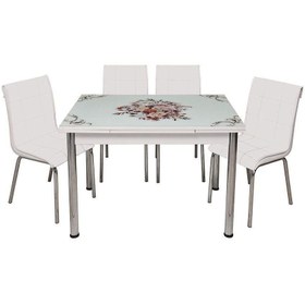 Resim Yandan Açılır Cam Mutfak Masa Takımı 6 Sandalyeli 70x110cm 