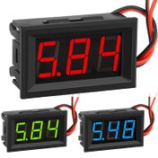 Resim 1 adet DC 5-120V Dijital Mini Voltmetre Gerilim Göstergesi, 1.42cm LED Ekran Paneli Gerilim Test Cihazı Ölçer, Pil Monitörü Gerilim Ölçeği, 2 Tel DC Volt Metresi Kırmızı/Mavi/Yeşil 