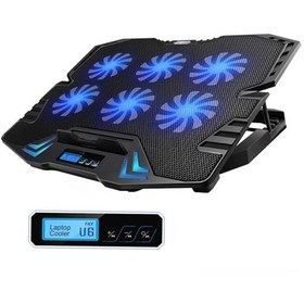 Resim Frisby FNC-5235ST GS6 Notebook Soğutucu (6xFan) LCD Kontrol Panel Metal Izgara 5 Kademeli Yükseklik 