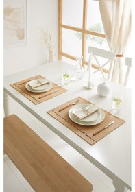 Resim Ocean Home Textile 6 Adet Jüt Believe Baskılı Sofra Sunum Tabak Altlığı Supla Amerikan Servisi 45 x 35 CM Bej 