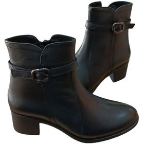 Resim Castle Black 24113-1 Kadın Hakiki Deri Kısa Topuklu Günlük Casual Bot Siyah Siyah 