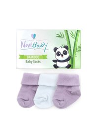 Resim Novibaby 3'lü Bambu Yenidoğan Bebek Çorabı I Purpy I 0-6 ay "Karışık Renkli" 