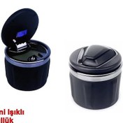 Resim Araç İçi Mini Işıklı Küllük Led Işıklı Kapaklı Otomatik Sigara Küllüğü 