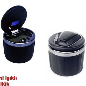 Resim Araç İçi Mini Işıklı Küllük Led Işıklı Kapaklı Otomatik Sigara Küllüğü 