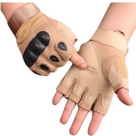Resim L//bej Yarım Parmak Taktik Eldiven Bisiklet Motosiklet Outdoor Eldiven 