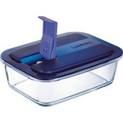Resim Luminarc Temp Easy Dikdörtgen Mavi Kapak Saklama Kabı 1220 ml 