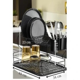 Resim Storemax Ömür Boyu Paslanmaz Bulaşıklık Bulaşık Sepeti Ikili Tabaklık Termo Plastik Kaplama Siyah 