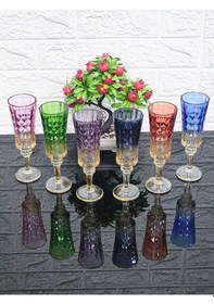 Resim El Boyama 6 Renk Ayaklı Fülüt Su Bardağı & Kahve Yanı Bardak 19 Cm Gümüş 