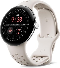 Resim Google Pixel Watch 3 (41 mm) – Android akıllı saat, kalp hızı izleme, Fitbit gelişmiş koşu, fitness Insights, 24 saat pil – cilalı gümüş alüminyum kılıf – porselen bant – Wi-Fi 