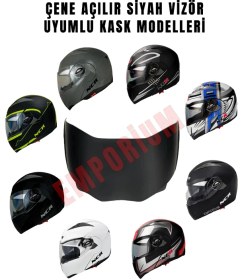 Resim NCR Çene Açılır Kask Siyah Vizör Camı 158 Standart 