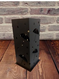 Resim Aless Kare Metal Tasarım Şemsiyelik Mat Siyah 