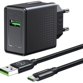 Resim Mcdodo CH-5800 22.5W 1xUsb Vooc Qc Şarj Adaptörü+Type-C Kablolu 5a 1.2M-Siyah 