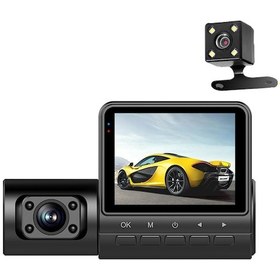 Resim Jeehugo 3 Kamerlı Araba Kaydedici 1080p, 2 İnç Ekran, İç Mikrofon, İnfrakırmızı Gece Görüşü, Hareket Algılama, Döngüsel Kayıt, Siyah İç Li-pil 