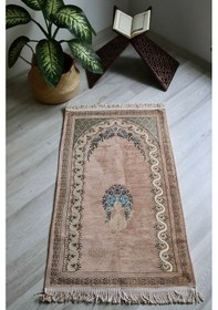 Resim Çeyizlik Astarlı Lüks Seccade Hediyelik S1019 Siyah Krem 