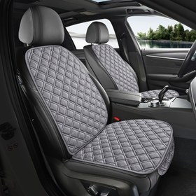 Resim Yeni Keten Dokulu Araç Ön Koltuk Örtüsü, Depolama Cebi ile Rahat Sürüş, %90'a Yakın Tüm Otomobiller ve SUV'lar İçin Uygun Evrensel İç Aksesuar 
