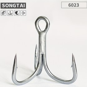 Resim 12'li Kutu Yüksek Kaliteli 4x Güçlendirilmiş Üçlü Çapa Kancalar, Yüksek Karbon Çelik Balıkçı Kancaları 